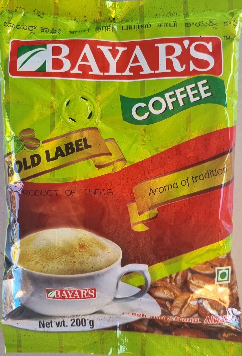 Bayars_200gm_Front.jpg Bayar's Coffee Powder 200g | Premium 200g Pack | Bayar's | Saviruchi Foods l Gold Label - Image 1
